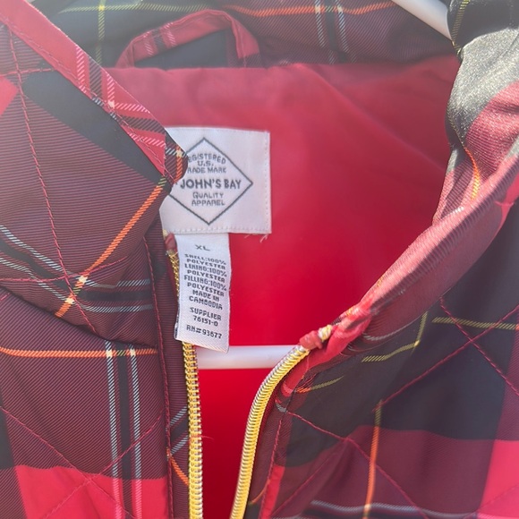 St. John's Bay Red and Black Plaid Vest - Picture 2 of 7